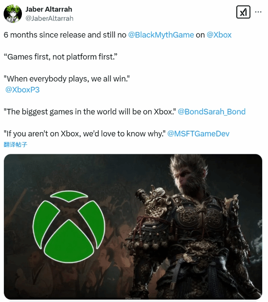黑神話六個月後仍未推出Xbox版本，外國玩家對此提出質疑
